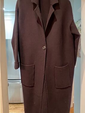 Women's Long Black Single-Button Long Sweater Coat